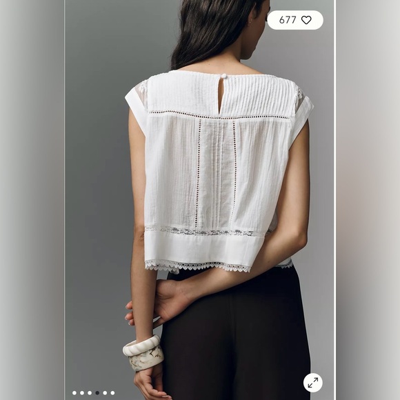 Anthropologie Sleeveless Boxy Pintuck Top in Whiite Size S. NWT - Picture 3 of 12